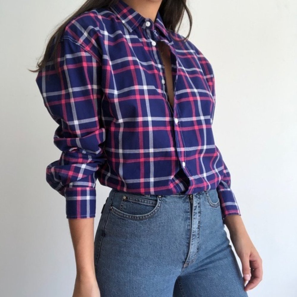 Frank & Eileen plaid cotton button down shirt M
